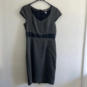 Grey knee length lined dress , H&M , size 10